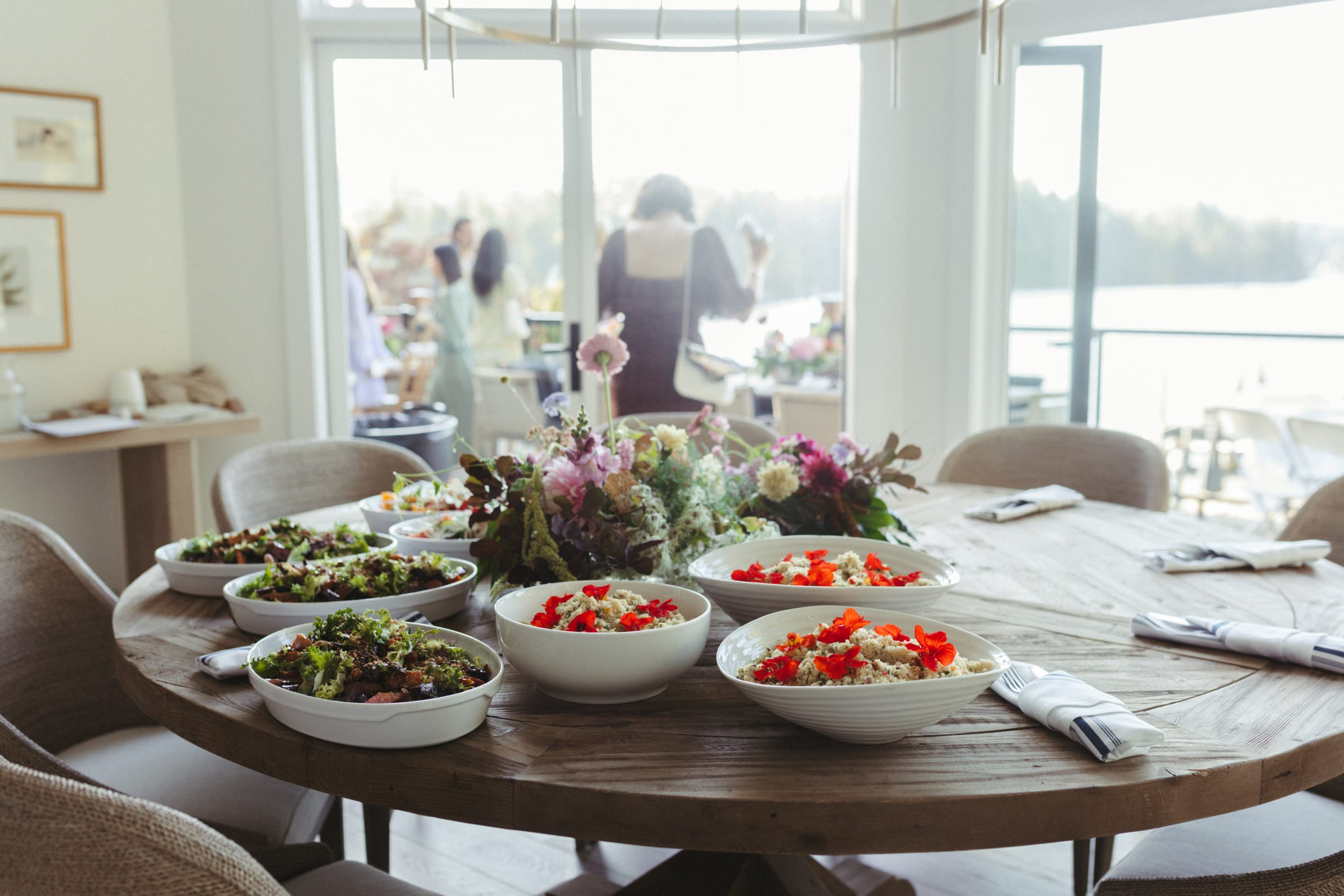 Wedding catering with lake views